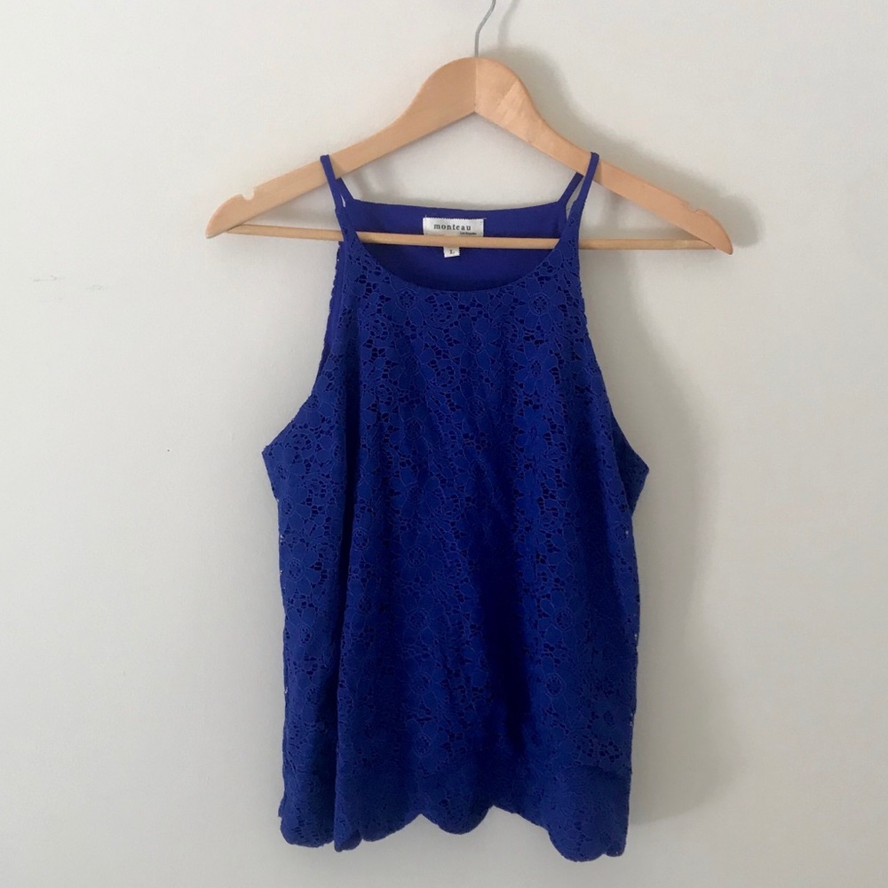 Blue lace tank top